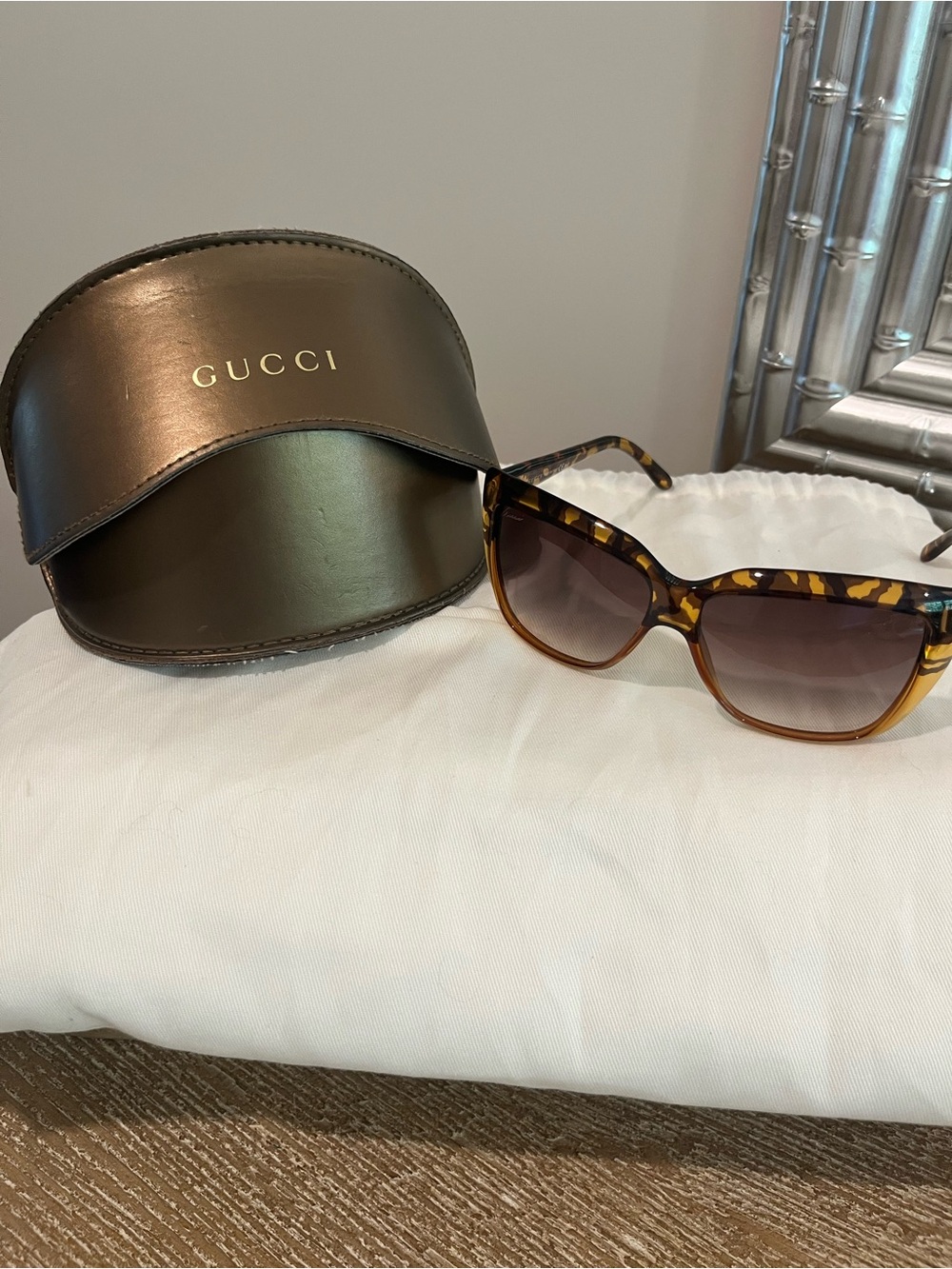 Gucci Tortoiseshell Cat-Eye Sunglasses with Brown Gradient Lenses